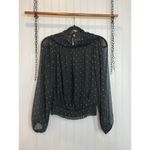 Ann Taylor Metallic Clip Smocked Ruffle Neck Top & Ruffle Cuff Popover SET Sz S Photo 8