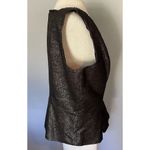 Tahari NWT Blouse XL Peplum Top Metalic Black Gold Holiday Party Date Wedding Photo 3
