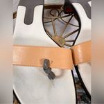 Bally Two Tone Leather Thong Small Block Heel Sandals Size 7 Tan Photo 8