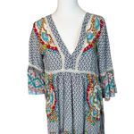 Umgee Boho Tunic Mixed Print Dress Small Lightweight V-Neck Geometric Bohemian Photo 1