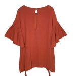 Free People Free‎ People Gauze Mesh Tunic Dress Oversized Cinnamon Orange Top L Boho Photo 7