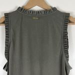 Michael Kors Mini Dress Womens M Olive Green Ruffle Sleeveless Earthy Modest Photo 3