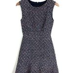 J.Crew  Sleeveless Metallic Confetti Tweed Flounce Dress Navy Blue Size 000 Photo 0