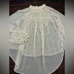 Free People  Ready To Run Blouse Top Women’s Medium Shearling Dot White Button Up Photo 2