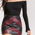 Forever 21 Chevron faux leather striped mini biker skirt Size Small Photo 0