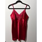 Victoria's Secret  Red Satin Lace Trim Camisole Nightgown Slip Photo 5