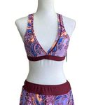 Antonio Melani New Bikini Womens S M Paisley 3 Piece Swimsuit Set Skirt Purple Photo 0