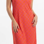 Top it off Orange Pink Geometric Print Spaghetti Strap V Neck Midi Dress Size L Size L Photo 0