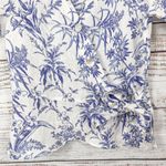 H&M Blue and White Floral Linen Wrapover Blouse, EUC, Size Small Photo 7