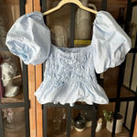 ASTR  The Label Savina Square Neck Bubble Sleeves Smocked Blouse Top puff light Photo 1