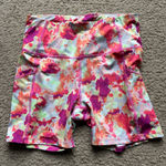 Sendara Floral Watercolor Biker Athletic Shorts Pink Size M Photo 0