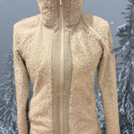 The North Face Light Grey & White Fuzzy/Fleece Zip-Up Sweater Photo 0