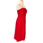 Ann Taylor  | Red Silk Fit and Flare Cocktail Dress Beaded Spaghetti Straps Sz 4 Photo 1