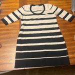 Calvin Klein Vtg Striped Knit Sweater Dress XL Black Beige Photo 7