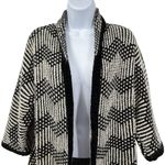 Gap  Chevron Knit Open Front Oversized Cardigan Sweater Wool Alpaca Black White Photo 3