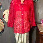 Alfred Dunner Buttonup Red Anchor Shirt Medium Photo 1
