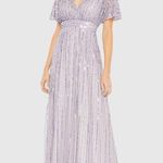 Mac Duggal NWT Sequined Butterfly Sleeve Flowy Gown in Lavender Size 14 Photo 0