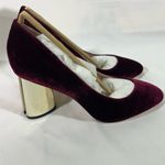 Kate Spade Sybil Velvet Pumps Gold Block Heel W/Pink Rhinestones 7.5M Cherrywood Photo 2