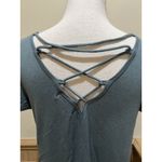 Pink Rose Short Sleeve Top With Crisscross Back - Size Small ~ Blue Photo 3