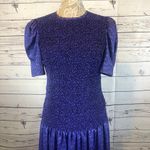 Vintage Plaza south drop waist puffy sleeves smocked purple blk dress size small Photo 3