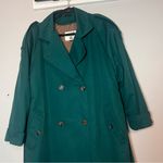 Vintage Double Breasted Trench Coat Womens Teal Green Size 12 Lined Long Belted Photo 3