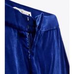 ZARA  Blue Velvet Velour High Waist Wide Flared Leg Crop Ankle Trousers Pants S Photo 13