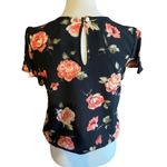 Rewind  Black With Floral Design Short Sleeve Blouse Size Medium Photo 1