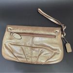 Coach  Champagne Gold Shimmer Metallic Pleated Leather Wristlet Wallet Photo 1