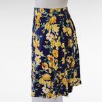 Forever 21  Navy & Yellow Floral Button Front Mini Skirt Size Medium Photo 2