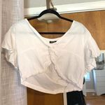 Nasty Gal White Tied Crop Top Photo 0