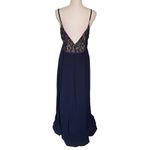Fame and Partners Navy Grosgrain Piped Lace Bodice Evening Gown Women’s Size 14 Photo 6
