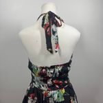 Aryeh Dress Women M Black Floral Halter Fit & Flair Cotton Blend Vacay Y2K Party Photo 4