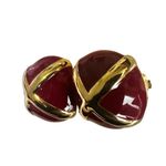 St. John Red Enamel & Gold-Tone "X" Clip-On Statement Earrings Photo 5