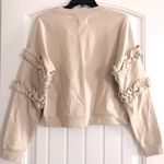 FOR THE REPUBLIC NWT Sweatshirt Beige French Terry Ruffled Sleeve Size S $58 Photo 2