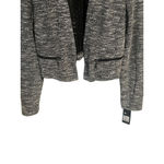 MOSSIMO Cropped Jacket Womens M Open Front Black White Rayon Leather Zippers Gray Size M Photo 3