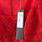 Lela Rose Women's Red Lace Floral Guipure Flutter Sleeve Sheath Midi Dress 2 Photo 10