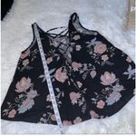Urban Girl Black Crisis Cross Floral Top Size Medium Flowy Sleeveless cami Photo 4