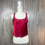 Victoria's Secret  Vintage Satin Floral Tank Top Red XS Square Neck Wide Strap Photo 2