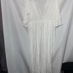 Cupshe  ONE SIZE FITS MOST WHITE GAUZY SWIM COVER UP FRONT TIE LASER CUT INSET Photo 7