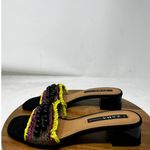 ZARA Sandals Womens Black Hand Beaded Fringed Mule Slide Sandals Size 41 Photo 2