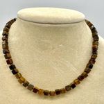 Tigers Eye Cube Shaped Necklace Brown Photo 3