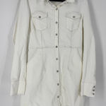 Free People  Denim Button Front Long Sleeve Mini Dress in White Photo 0