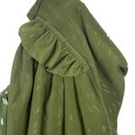 ASTR The Label Wrap Top Green XL Puff Sleeve V-Neck Cropped Satin Smocked Back Photo 5