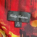 Kathy Roberts Maxi Sun Dress Artsy Boho Size 8 Jewel & Wood CenterSleeveless Red Photo 3