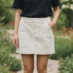 Le Tigre Skirt Sz 6 Y2K Low Rise Cargo Mini Off White Pockets Utility Festival Tan Photo 1
