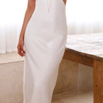Princess Polly  Midi Dress Satin Ivory Open Back Size 6 Photo 0