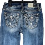Miss Me SZ 26 Mid-Rise Boot Jeans Distressed Whiskered Stretch Zip-Fly Pockets Photo 5