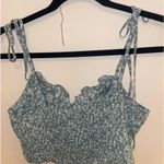 SheIn  Green Floral Tie Strap Crop Top Photo 3