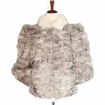 Vintage 80s Rabbit Fur Fox Tail Short Jacket Coat Made in Hong Kong Size Medium Gray Photo 13
