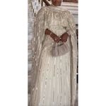 Mac Duggal  Embellished Beaded Column Cape Gown in Champagne Size US 16 Photo 13